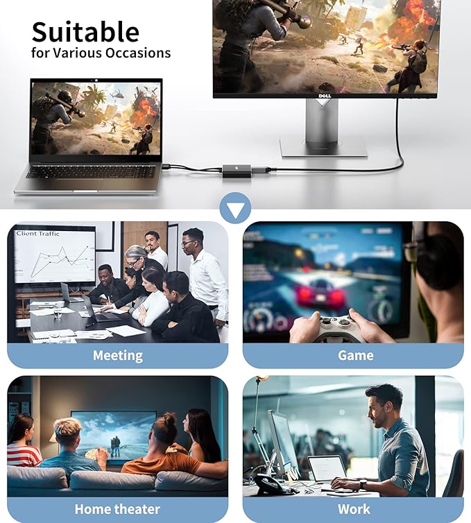 Mini DisplayPort to Dual HDMI Adapter 4K@60Hz, MDP 1.2 to 2 HDMI Splitter, Dual hdmi Output, Supports Extended Mode and Mirror Mode, Compatible with Laptops, PCs, Monitors, Projectors, for Windows