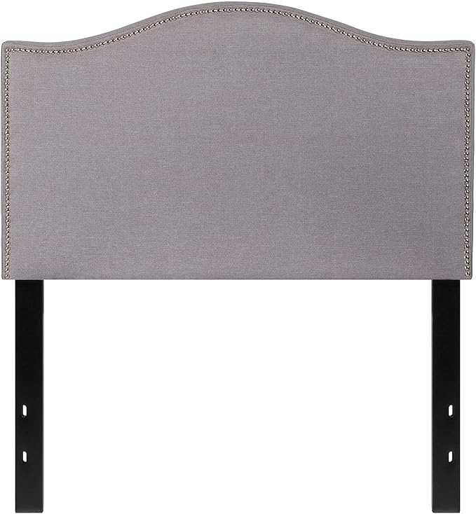 Flash Furniture Lexington Upholstered Twin Size Headboard with Accent Nail Trim in Light Gray Fabric