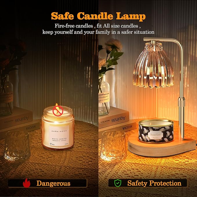 Christmas Gifts for Women Candle Warmer Lamp with Adjustable Height, Timer & Dimmer, Birthday Gifts for Women, Elegant Gift Box & Greeting Card, Candle Lamp with 2 Bulbs for Home Decor/Bedroom/Office