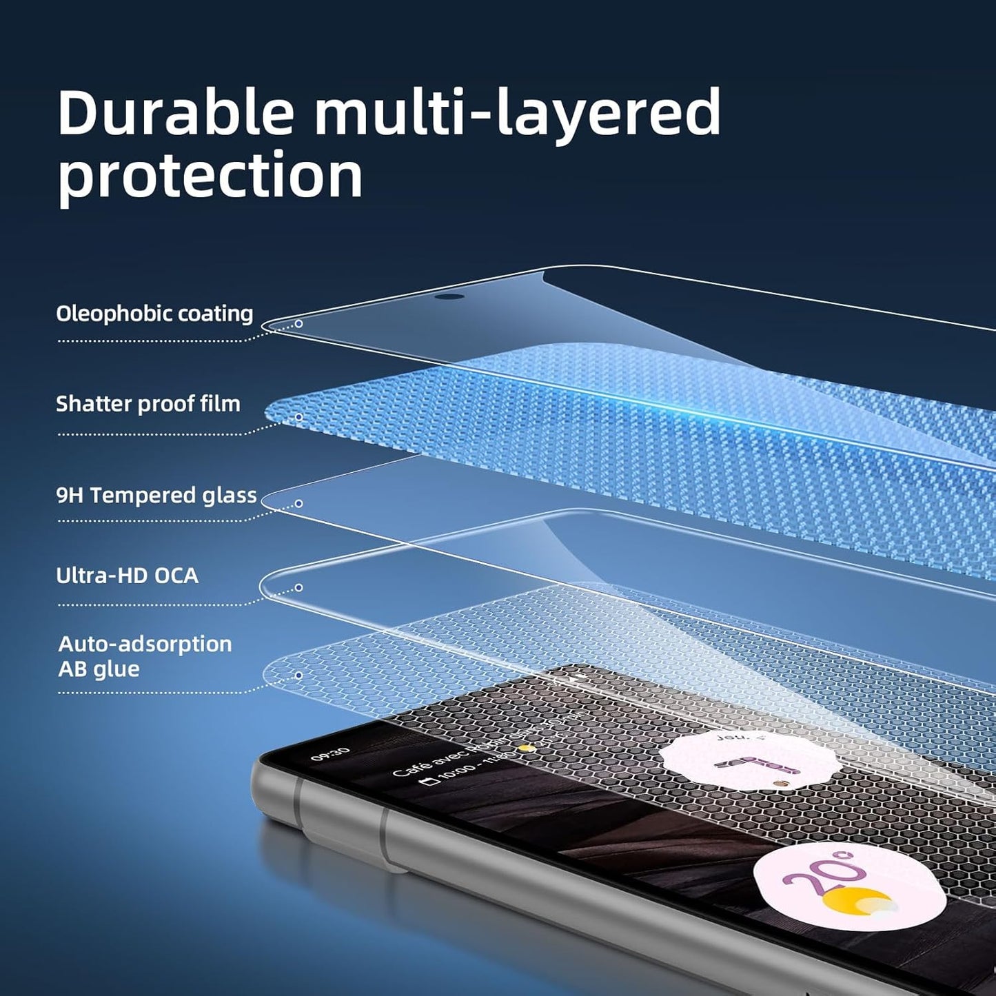 NEW'C Tempered Glass Screen Protector for Google Pixel 7a - 3 Pack, Ultra Resistant, Bubble Free.