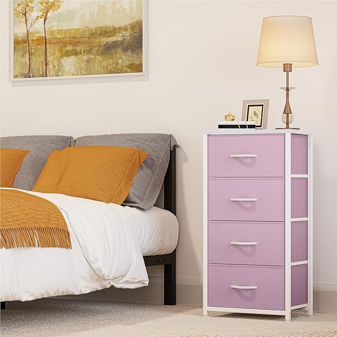 YITAHOME Dresser with 4 Drawers - Storage Tower Unit, Fabric Dresser for Bedroom, Living Room, Closets - Sturdy Steel Frame, Wooden Top & Easy Pull Fabric Bins