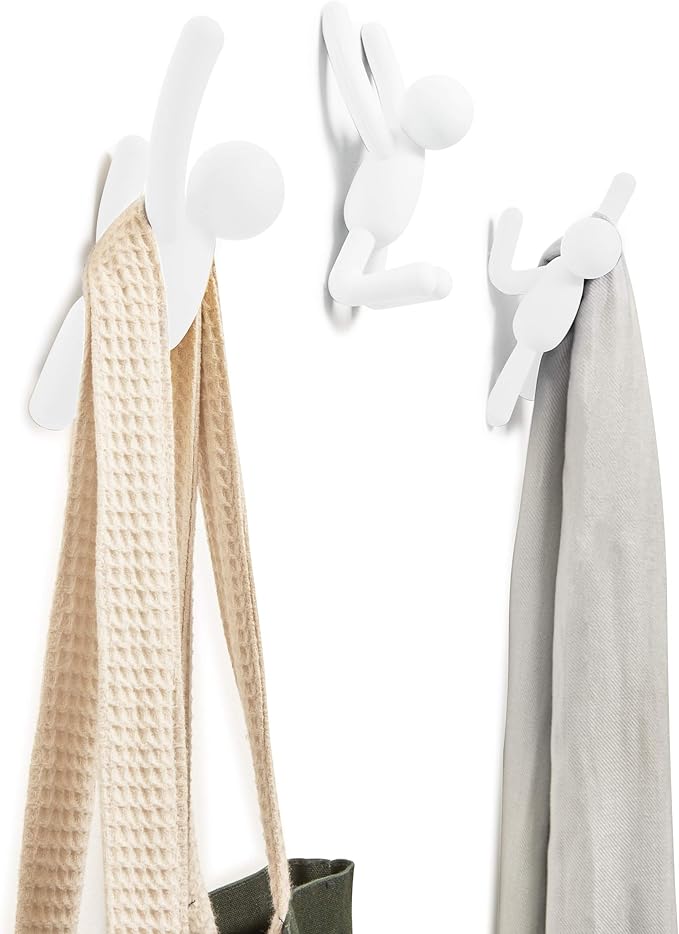 Umbra Buddy Wall Hooks, White, Set of 3