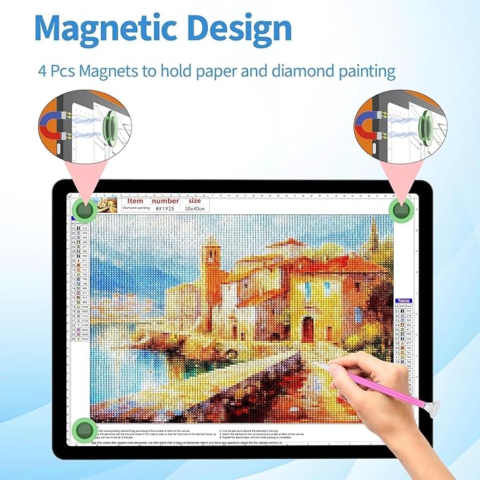 KOBAIBAN A3 Light Board for Diamond Painting & Tracing, Tracing Light Box with Side Physical Buttons, 6-Levels Adjustable Brightness, USB-C Powered Light Table for Art Crafting(Black, 46.2 x 33.9 CM)