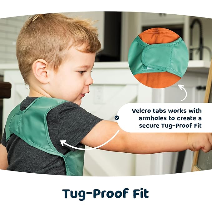 Tiny Twinkle Mess Proof Apron Bibs - 2 Pack Waterproof & Lightweight Baby Bibs for Led Weaning | 100% Recycled Polyester, Easy Clean & Machine Washable (Rose Burgundy,Small 6-24 Months)