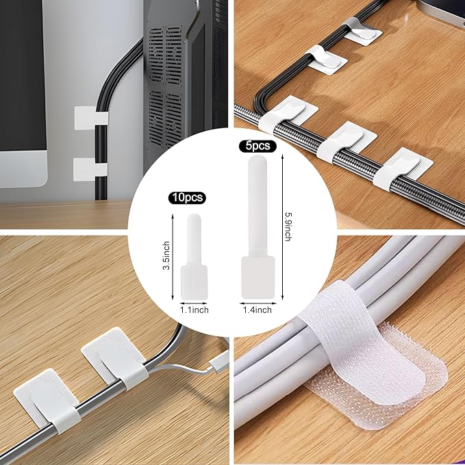 137PCS Cable Management Kit 4 Cable Sleeve Split 100 Cable Zip Ties 10 Cable Clips 15 Adhesive Wall Cable Tie 10 Cable Zip Tie for TV Computer Office Home Under Desk