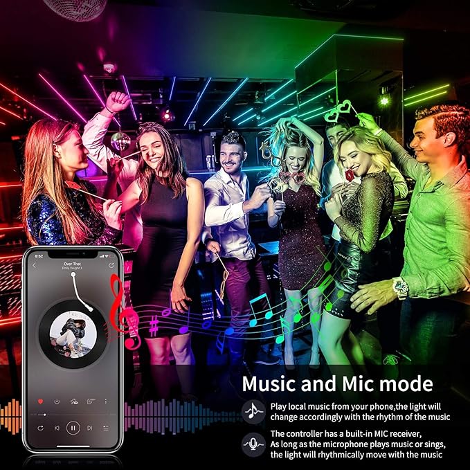 Led Strip Lights,20ft Led Light Strips Music Sync Color Changing RGB Led Strip Built-in Mic,Bluetooth App Control LED Rope Lights with Remote,5050 RGB Led Lights for Bedroom,Home,TV,Party,Christmas