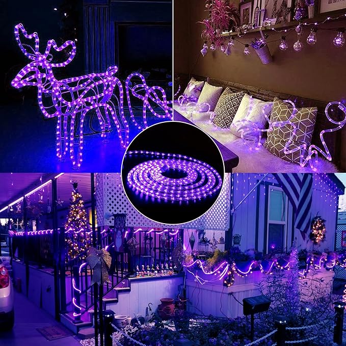 Brizled Purple Rope Lights, 18ft 216 LED Purple Halloween Lights, 120V Plugin Rope Light Connectable, Indoor Outdoor Halloween Light, Waterproof Holiday Lighting for Patio Xmas Deck Pool Camping Decor