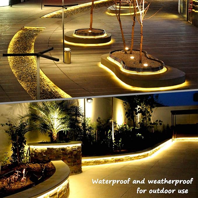 LED Rope Lights, 16ft Warm White Strip Lights, Connectable and Flexible Tape Lights with Fuse Holder, Clear Thick PVC Jacket and High Brightness Advanced LEDs, Waterproof for Indoor Outdoor Use