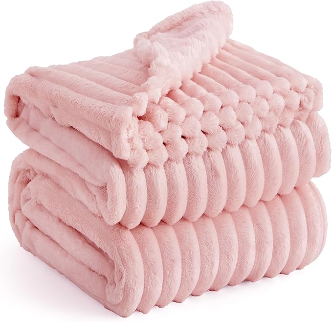 Bedsure GentleSoft Coral Pink Fleece Queen Blanket for Couch - Super Soft Cozy Blankets for Women, Cute Small Blanket for Girls, 90x90 Inches
