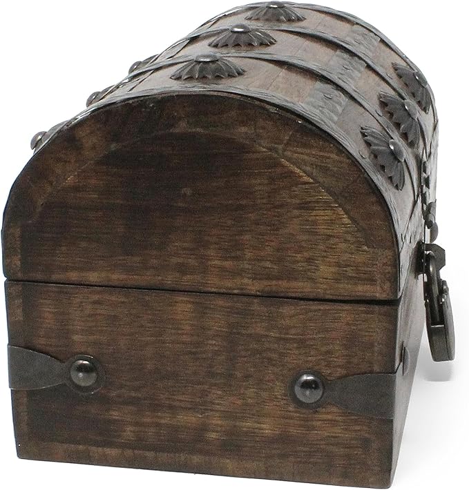 Nautical Cove Handmade Pirate Treasure Chest for Kids Prizes & Classroom with Lock and Skeleton Keys – Lockable Wooden Storage Chest Box, Pirate Decor, Decorative Wooden Box - X-Small 6.5x4.5x4.5
