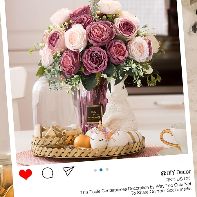 Geosar 8 Bundles Artificial Peonies Flowers Fake Silk Peony Bouquet Faux Peonies Flowers Bulk for Decoration Vase Floral Arrangements Wedding Party Table (Dusty Pink,Dusty Rose)