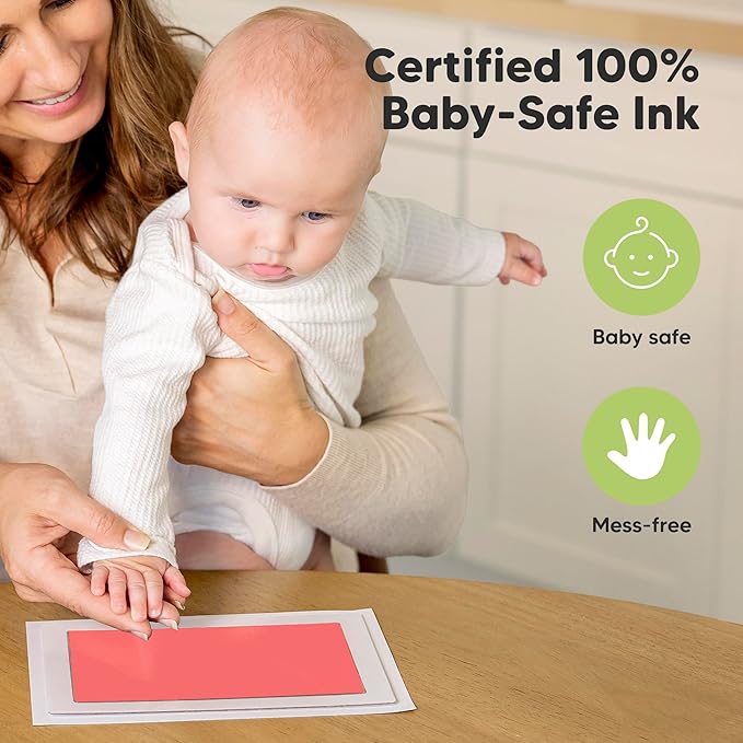 1-Pack Inkless Baby Hand and Footprint Kit - Mess Free Ink Pad for Newborn Keepsake, Dog Nose & Paw Print Kit, Clean Touch Ink Pad for Baby Hand & Footprints, Ideal New Mom Gifts (Candy Pink, J)