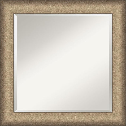 Amanti Art Bronze Bathroom Mirror for Over Sink, 25x25 Elegant Brushed Bronze Square Vanity Mirror, Medium Casual Frame, Hangs Horizonally and Vertically, Bathroom Wall Decor, Beveled Edge