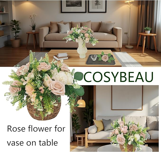 Artificial Flowers 25pcs Fake Roses, Caramel Foam Rose Faux Flower for DIY Wedding Bouquets Bridal Shower Centerpieces Floral Arrangements Home Decorations Party Backdrops Table