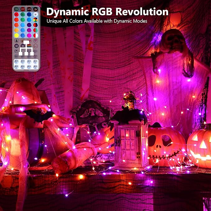 BrizLabs Color Changing Fairy Lights - 33ft 100 LED Christmas Fairy Lights with Remote, Rainbow Xmas Tree Light with Timer, RGB Halloween Light Music Sync Twinkle Light for Xmas Halloween Party Home