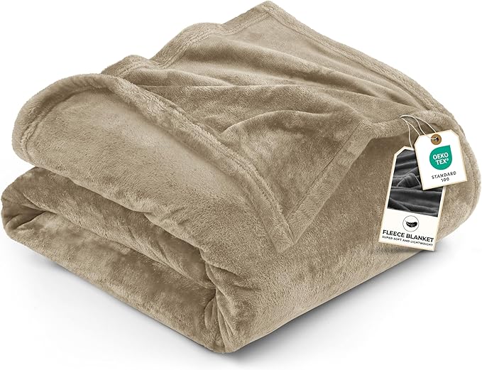 Utopia Bedding Fleece Blanket Twin Size Camel 300GSM Luxury Anti-Static Fuzzy Soft Microfiber Bed Blanket (60x80 Inch)