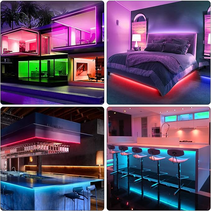 KEELIXIN Bluetooth Music Sync LED Strip Lights for Bedroom - APP & Remote Control, RGB Home Decor Lights, Luces Led para Cuarto
