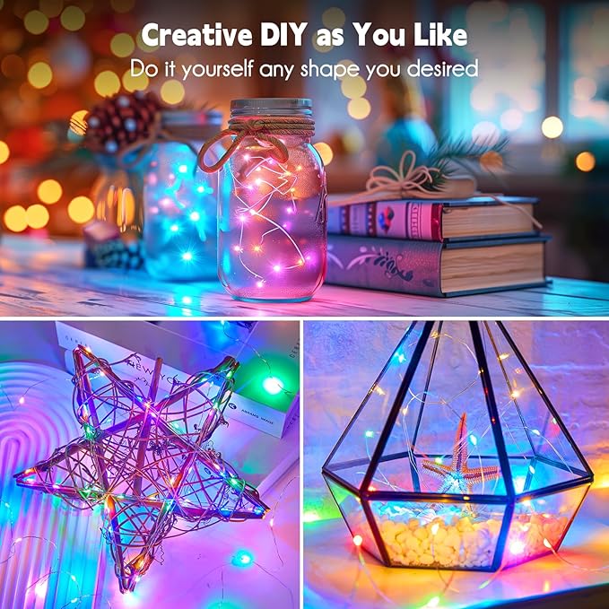 Fairy Lights Plug in, 33Ft 100 LEDs Waterproof Starry Firefly String Lights, Perfect for Crafts DIY Christmas Party Wedding Bedroom Indoor Decorations, Multicolored