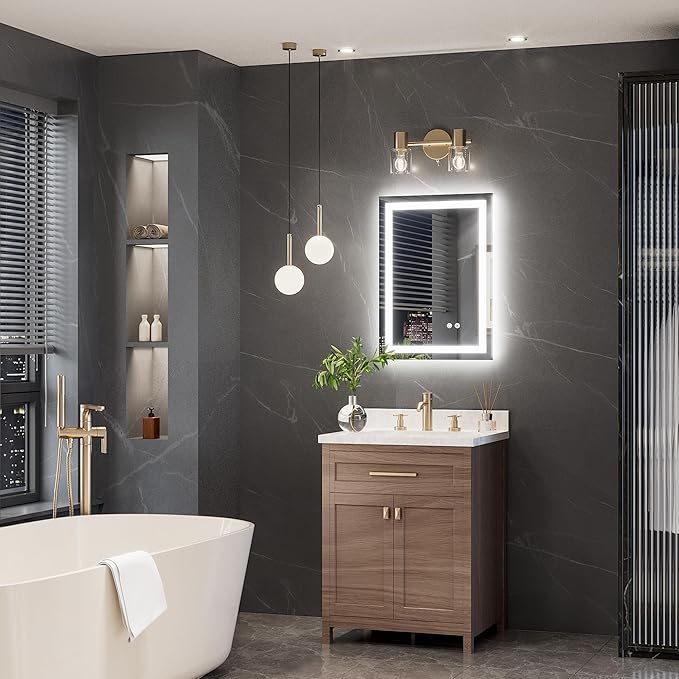 TokeShimi LED Bathroom Mirror 20 x 28 Lighted Bathroom Vanity Mirror with Lights,Brighter Frontlit and Backlit Light up Anti Fog Mirror