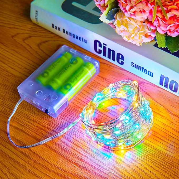 Minetom Fairy Lights Battery Operated, 33Feet 100 LEDs Mini Battery Powered String Lights, Waterproof Twinkle Lights Mason Jar Lights for Indoor Home Wedding Christmas Decoration, Multicolor
