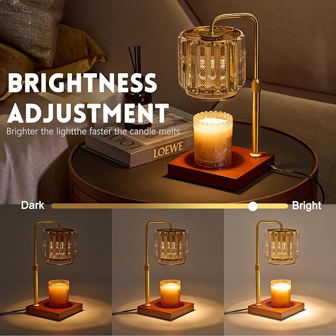 IN HAPPY Candle Warmer Lamp with Timer, Dimmable Candle Warmer for Jar Candles, Height Adjustable Wax Melts Warmer, Birthday Gifts for Women Mom, House Warming Gifts New Home Decor