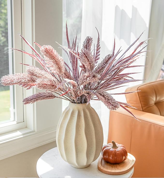 7 PCS Artificial Fall Stem Fake Plants, 26 in Fake Leaves Autumn Greenery Branches Fall Flowers Faux Foliage DIY Stems for Vase Thanksgiving Home Kitchen Office Indoor Centerpiece Table Decoration