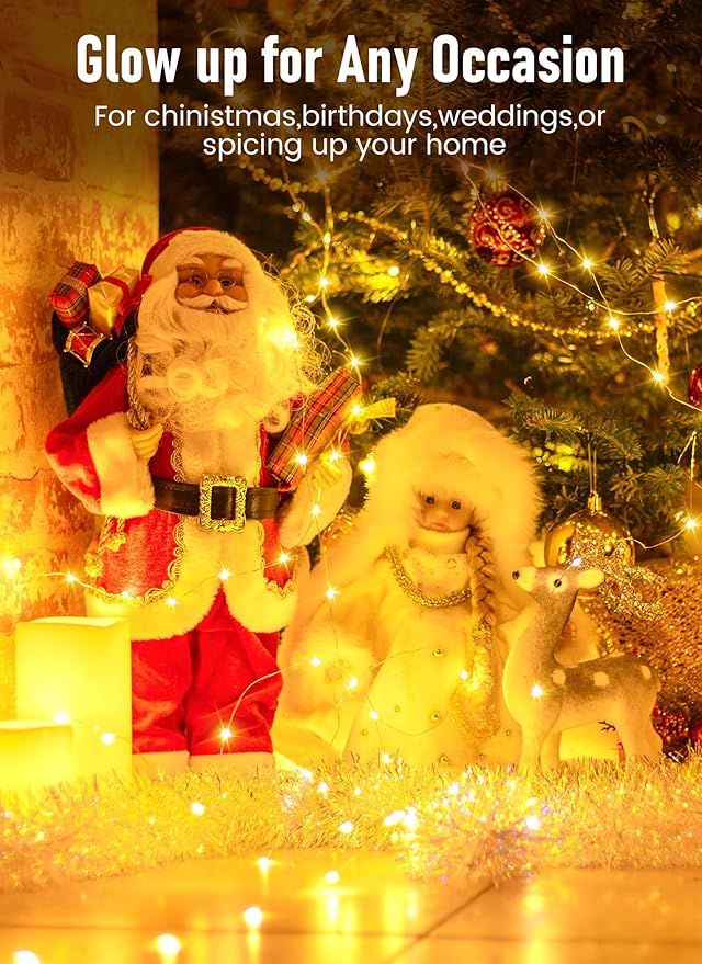 Fairy Lights with Remote, 66ft 200 LED USB Powered Twinkle Lights with Timer, Waterproof Silver Wire String Lights for Indoor Outdoor Wreath Wall Dorm Bedroom Mason Jar Christmas Tree Decoration