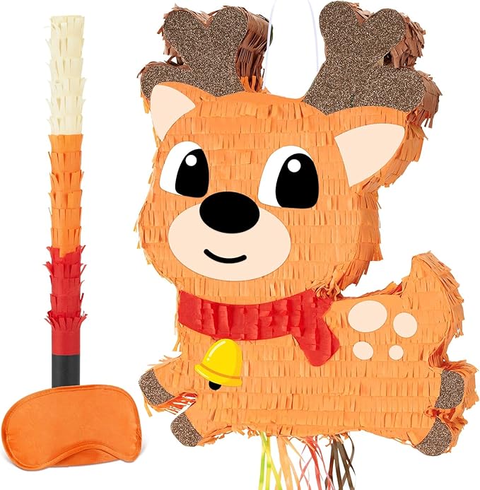 Wernnsai Reindeer Piata for Christmas - Large & Cute 16.5'' Brown Decorative Piata