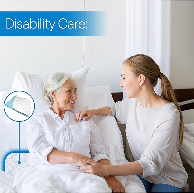 RMS Ultra Soft 4-Layer Washable and Reusable Incontinence Bed Pad - Waterproof Bed Pads, 34"X36" with Two 18" Flaps