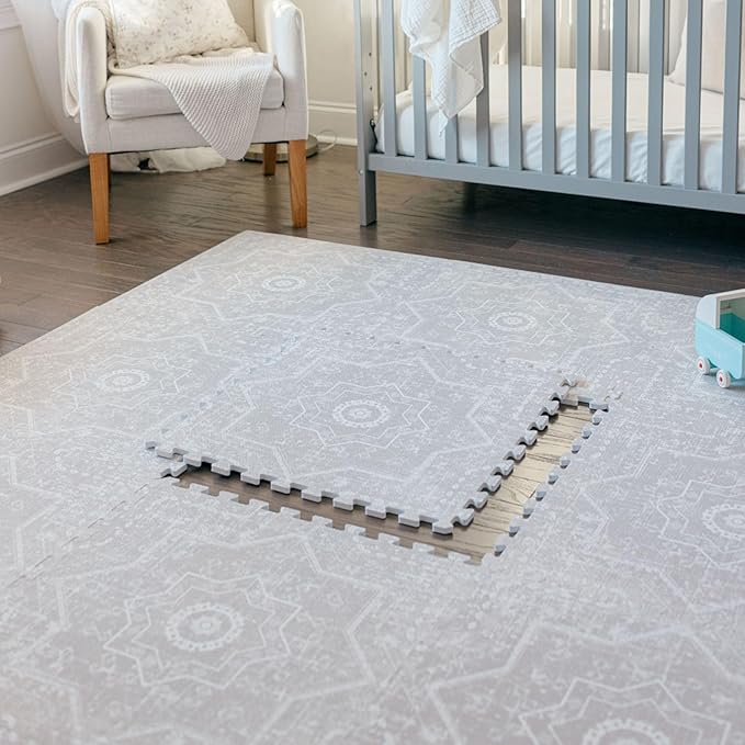 Baby Play Mats for Floor - Layla (4x6ft) - Premium EVA Foam Play Mat for Babies & Toddlers - Perfect for Tummy Time, Crawling, Playroom - Stylish & Comfortable Kids Play Mat