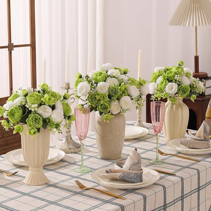Luyue 8 Packs Peonies Artificial Flowers Faux Peony Bouquet Fake Peonies Flower for Vase Silk Peony Floral Arrangements for Table Centerpiece Wedding Decoration Indoor Home Decor