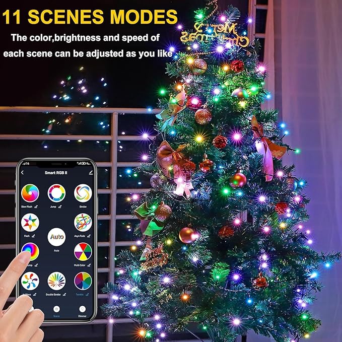Smart WiFi LED Christmas Lights, APP-Controlled RGB Fairy String Lights, Ideal for Xmas Tree, Garden, Home, Party, Halloween Festival Deco (99ft-300LED)