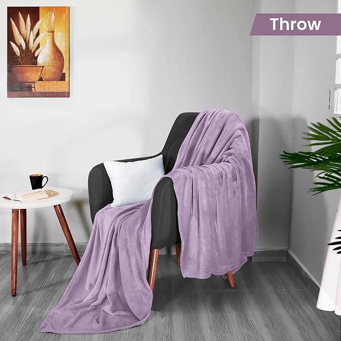 Utopia Bedding Fleece Blanket Throw Size Lilac 300GSM Luxury Anti-Static Fuzzy Soft Microfiber Blanket for Couch, Sofa and Bed (60x50 Inch)