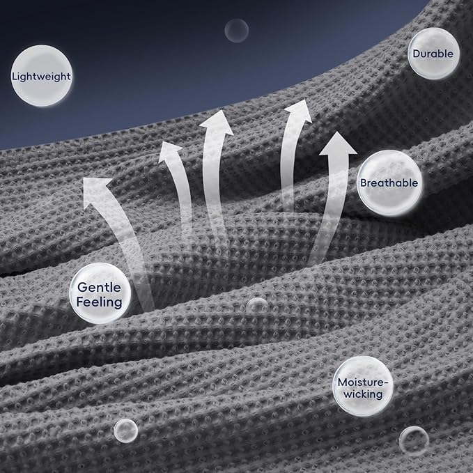 PHF 100% Cotton Waffle Weave Blanket Twin Size for Bed,Snag Proof Lightweight Breathable Moisture-Wicking Throw for Couch,Great for Layering in Cold Weather,Machine Washable,Home Decor Gift-Charcoal