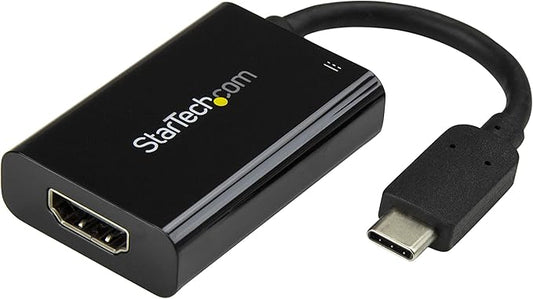 StarTech.com USB C to HDMI 2.0 Adapter with Power Delivery - 4K 60Hz USB Type-C to HDMI Display Video Converter - 60W PD Pass-Through Charging Port - Thunderbolt 3 Compatible - Black (CDP2HDUCP)