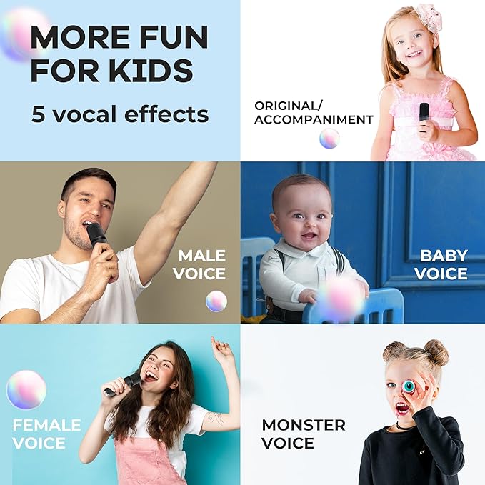 YLL Mini Karaoke Machine with 2 Wireless Microphones, TOP Kids Gifts for Girls Ages 3, 4, 5, 6, 7, 8, 9,10,11,12 +Year Old, 4-12 Years Old Birthday Toy Gift for Girls Boys Party (Black Green)