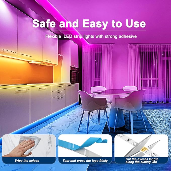Battery Powered LED Strip Lights RGB, 60 LED 5050 Color Changing TV Backlights with 28-Key Remote Control, Cuttable Outdoor Strip Lights 6.6 Ft Self-adhesive DIY Lights for Skcteboard Bedroom Decor