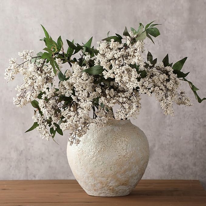 Zeyune 3 Pcs Fall Artificial Dusty Plum Stem Plum Sedum Berry Stem Autumn Faux Berry Picks Branches Faux Spray for Home Halloween Thanksgiving Farmhouse Mantel Harvest DIY Decorations (White Green)