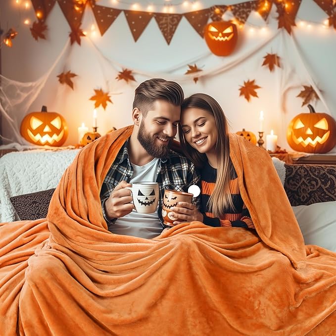 Utopia Bedding Fleece Blanket Twin Size Burnt Orange 300GSM Luxury Anti-Static Fuzzy Soft Microfiber Bed Blanket (60x80 Inch)