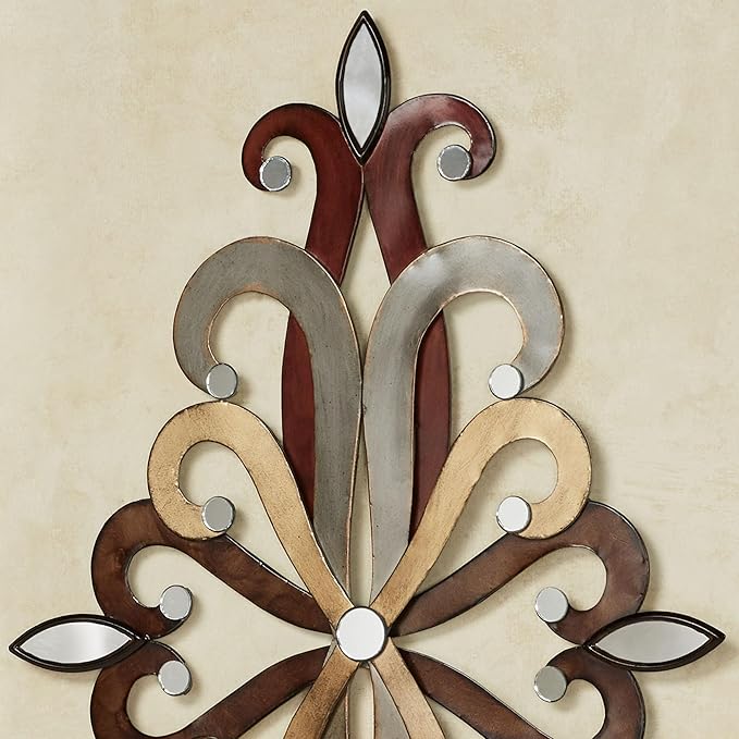 Fiorenzo Wall Sconce Pair | Set of Two Candle Sconces | Modern Candle Holders | Mirrored Hand Dyed Candleholders | Silver Auburn Gold Brown | Swirl Scrolls | Wall Decoration | Hanging Wall Sconces