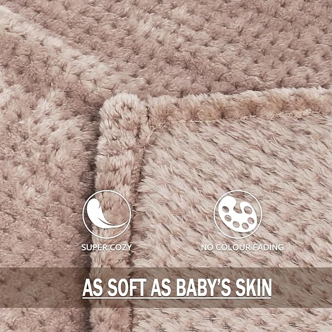 Exclusivo Mezcla Fleece Bed Blanket Twin Size, Super Soft and Warm Blankets for Couch, Sofa and Bed Waffle Textured, Cozy, Fuzzy and Lightweight (Camel, 90x66 Inches)