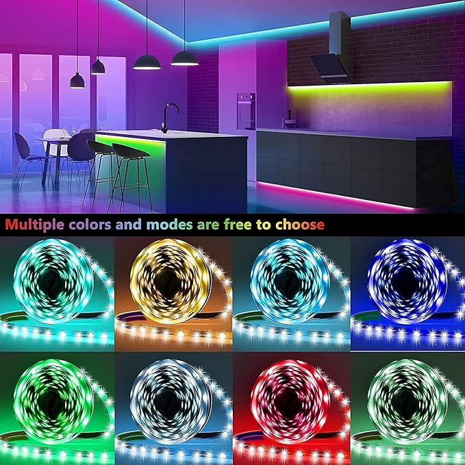 Tenmiro Led Lights for Bedroom, Music Sync LED Rope Lights APP Control with Remote, RGB Led Strip Lights for Room Kitchen Party Home Decoration (65.6ft)