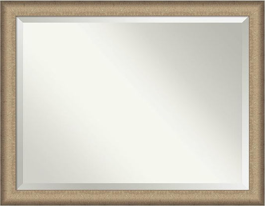 Amanti Art Bronze Bathroom Mirror for Over Sink, 35x45 Elegant Brushed Bronze Rectangle Vanity Mirror, X-Large Casual Frame, Hangs Horizonally and Vertically, Bathroom Wall Decor, Beveled Edge