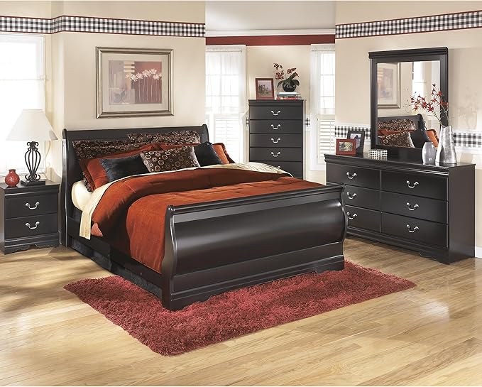 Signature Design by Ashley Huey Vineyard Traditional 2 Drawer Nightstand, 24.45" Tall, Black