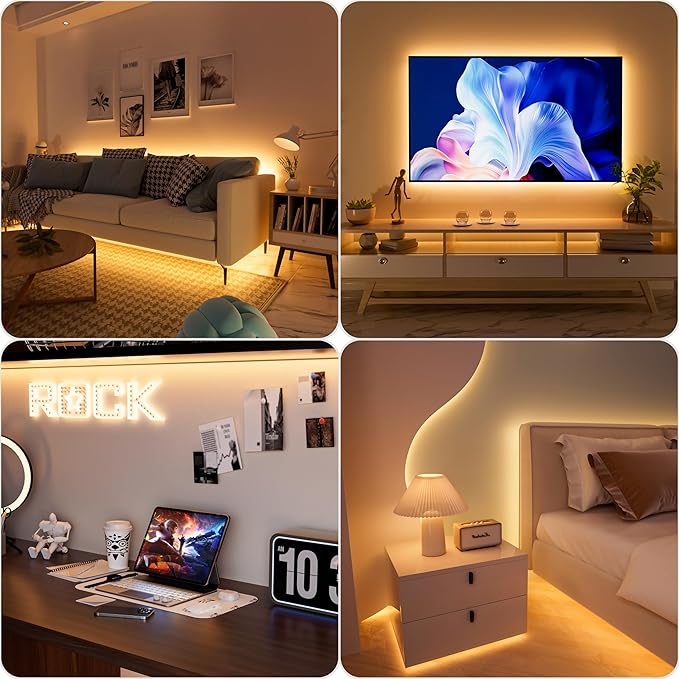 PAUTIX LED Strip Light 5V USB 6.56ft/2m 2700K, 640LEDs 1200lm Dimmable COB LED Strip Light Warm White CRI90+ USB TV Backlight,Flexible Under Cabinet Tape Light for Bedroom,Kitchen,Home DIY Lighting