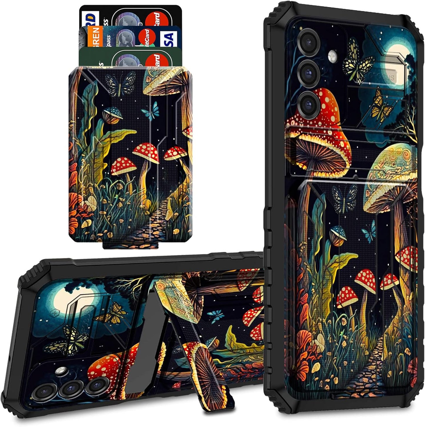 Galaxy A14 5G Phone Case for Samsung A14 5G, Wallet Case with Credit Card Holder & Kickstand, Dual Layer Hard PC Soft