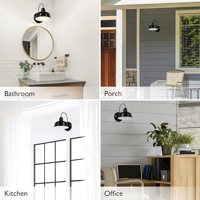 Design House Mason Barn Light Indoor/Outdoor Wall Mount Modern Industrial Farmhouse Wall Light for Patio, Garage, Bathroom, Office, Kitchen, 8-Inch, Satin Black, 579367