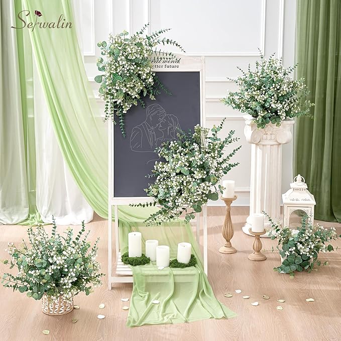 Serwalin 200 Pcs Mixed Artificial Eucalyptus Stems，Babys Breath Artificial Flowers Bulk with Artificial Fake Greenery Stems for Wedding DIY Bouquets Floral Arrangement Home Decor