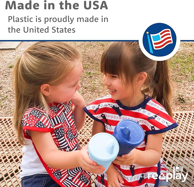Re-Play Sippy Cups for Toddlers - 10 Oz. Reusable Spill Proof Cups for Kids, Dishwasher/Microwave Safe - Made in USA - Set of 4-3.13" x 6.25" - Spring