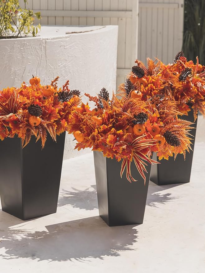 13pcs Outdoor Artificial Maple Leaf Pumpkin Branch with Berry and Maple Leave for Indoor Outside Hanging Plants Garden Porch Window Box Home Wedding Farmhouse Décor